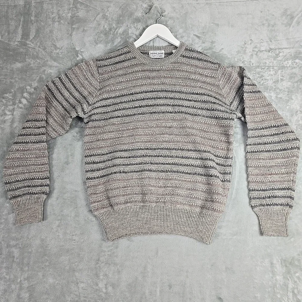 Michael Jordan by Lowell Dreyfus Mens VTG Wool Sweater Grey Medium 3D Knit